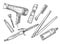 Hand-drawn vector illustration - Set of hairdresser tools