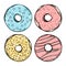 Hand drawn vector illustration - Set of tasty donuts. Sketch.