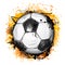 Hand drawn vector illustration with soccer ball and grunge
