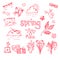 Hand-drawn vector illustration - spring icons. Doodle set