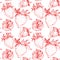 Hand drawn vector illustration - Strawberry background. Seamless
