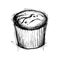 Hand drawn vector illustration - Sweet cake with chocolate drop.