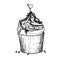 Hand drawn vector illustration - Sweet cupcake with love. St. Va