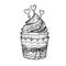 Hand drawn vector illustration - Sweet cupcake with love. St. Va