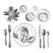 Hand drawn vector illustration table setting