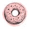 Hand drawn vector illustration- Tasty raspberry donut.