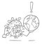 Hand drawn vector illustration of Wuhan corona virus, covid-19. Virus monster is holding world globe