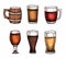 Hand drawn vector illustrations - beer glasses and mugs. October