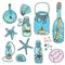 Hand-drawn vector illustrations-a collection of shells, stars. Marine set