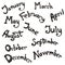 Hand drawn vector lettering - months of the year.