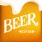 Hand drawn vector of light beer closeup and beer time text