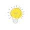 Hand drawn Vector light bulb icon with concept of idea. brainstorm and teamwork. Great idea eureka icon concept. Doodle hand drawn