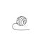 Hand drawn vector logo element, isolated illustration. A ball of yarn. Handmade theme.