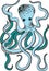 Hand drawn vector octopus illustration. Decorative octopus doodle drawing