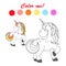 Hand drawn vector outlined funny unicorn coloring book page