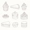 Hand drawn vector pastry set with cakes, pies, tarts, muffins an