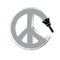 Hand-drawn vector peace sign, antiwar symbol from 60s made with