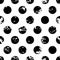 Hand drawn vector polka dot ornament grunge seamless pattern. Ab