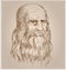 Hand drawn vector portrait. leonardo Da Vinci