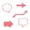 Hand drawn vector scribbles. Chat bubble, arrows and message box. Flat style vector illustration