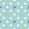 Hand Drawn vector seamless pattern. Orange, braun and turquoise triangles. Fabric design.