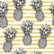 Hand drawn vector seamless pattern - Pineapple with striped back