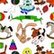 Hand drawn vector seamless pattern. Toys for children.