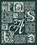 Hand-drawn vector set of ornate initial letters