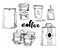 Hand drawn vector vintage illustration - coffee set.