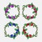 Hand drawn Vintage decorative lovely set of laurels and flower wreaths Doodle ancient roses wreath, decorative design element