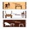 Hand Drawn Vintage Furniture Horizontal Banners