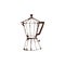 Hand drawn vintage geyser metallic coffee maker by vector illustration.