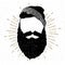 Hand drawn vintage icon with a textured face with beard vector illustration