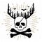 Hand drawn vintage icon with a textured skull and bones vector illustration