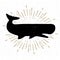 Hand drawn vintage icon with a textured sperm whale vector illustration