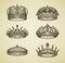 Hand-drawn vintage imperial crown in retro style. King, Emperor, dynasty, throne, luxury symbol. Vector illustration