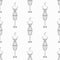 Hand drawn vintage iron mannequin seamless pattern. Doodle illustration