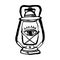 Hand-drawn vintage kerosene lamp. Sketch oil lantern with Eye of Providence. T-shirt print. Masonic symbol. All seeing eye inside