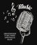 Hand drawn vintage microphone vector illustration