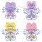 Hand drawn vintage style pansies collection. Floral aesthetic set for tee, stickers, party invitations, banners, postcards and