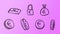 Hand drawn violet business euro symbols. 2d money illustration with doodle design style