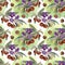 Hand drawn watercolor Australian spice plant Solanum centrale seamless pattern with watercolor spine.