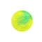 Hand drawn watercolor blank circle in chartreuse green yellow color splashes in planet shape isolated on white background