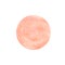 Hand drawn watercolor blank circle in light peachy pink color isolated on white background. Design element template for text.