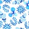 Hand drawn watercolor blue viruses and bacteria seamless pattern. Microscopic cell illness, virus, bacterium and microorganism