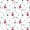 Hand drawn watercolor blueberry, strawberry, marshmallow and black currants seamless pattern on white background. Gift-wrapping,