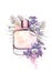 Hand drawn watercolor Bottle of perfume, scent fragrance