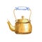 Hand-drawn watercolor copper vintage teapot