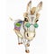 Hand drawn watercolor donkey with green glasses