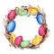 Hand drawn watercolor Easter wreath